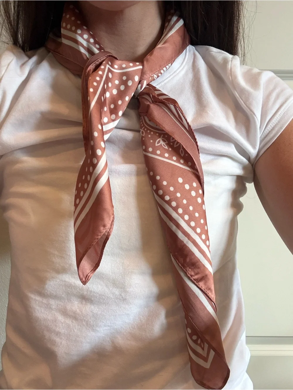 Women’s Rust Satin Paisley Bandana Scarf - Versatile Accessory